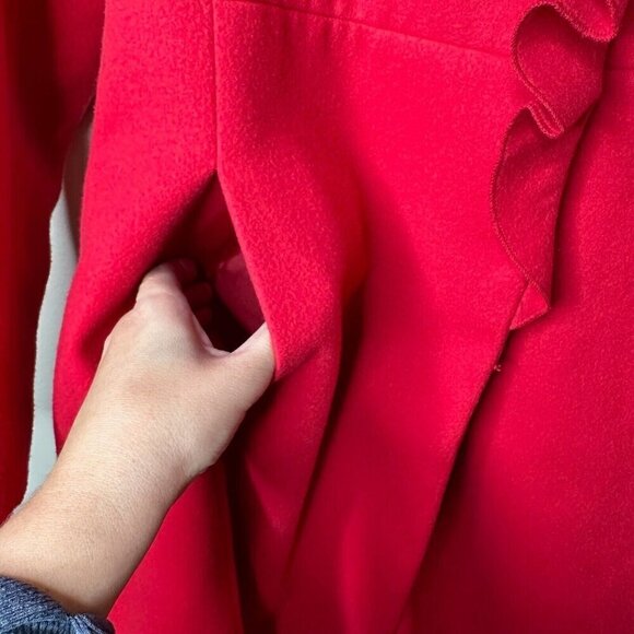 Rothschild Ruffle Coat Girls S L (14) Scarlet Red Lined Mid Length Jacket - Picture 8 of 11